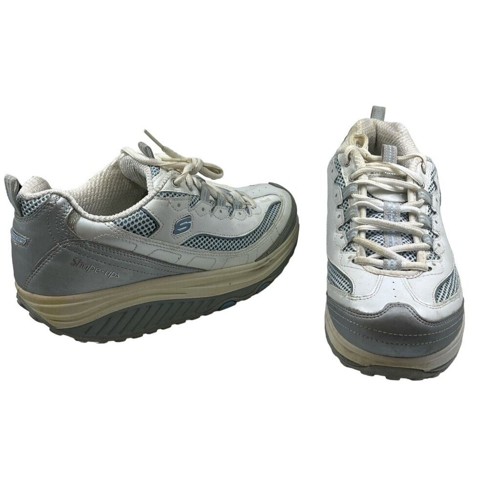 Skechers Shape Ups‎ Tennis Shoes Womens 8.5 Fitness Toning Silver Blue Walking